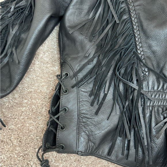 Unik Vintage Rose Fringe Motorcycle Women’s Jacket - Picture 7 of 16